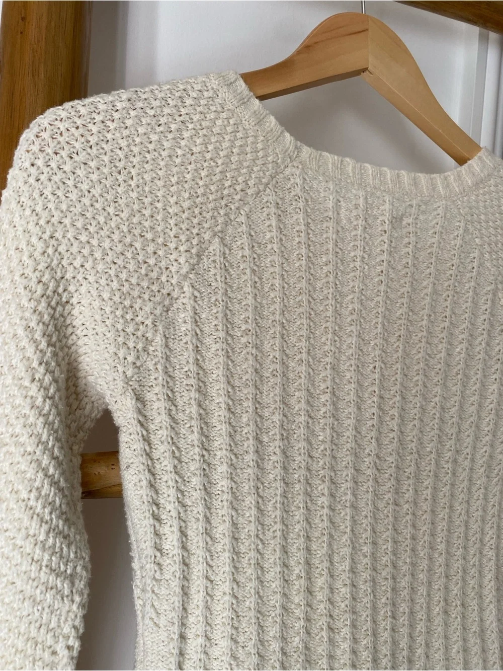 Hollister Cream Cable Knit Textured Sweater Mini Dress Sz XS Long Sleeves Boho